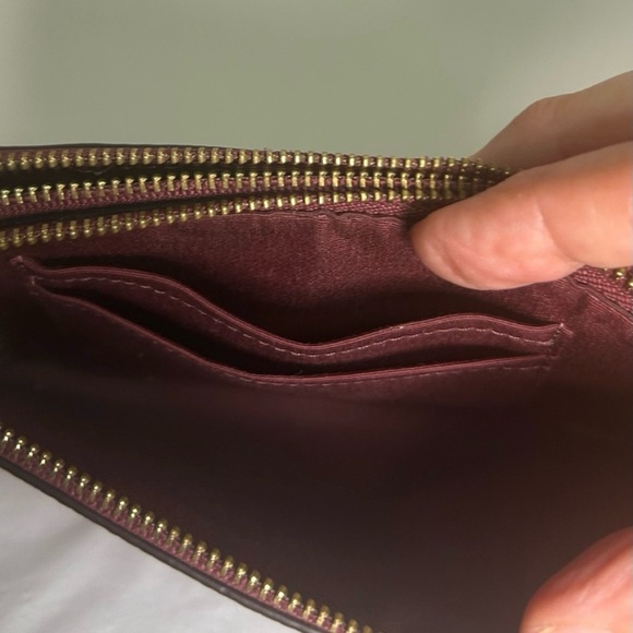 Coach Burgundy Leather Double Zipper Wristlet - Picture 8 of 8